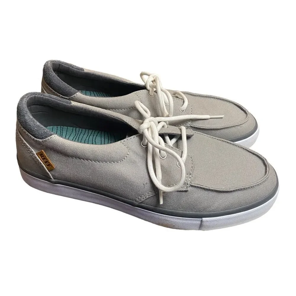 REEF Deckhand 3 Men's Grey White Boat Deck Shoes with Box 7.5